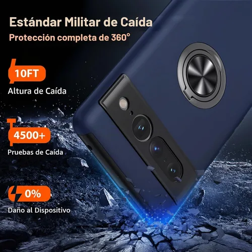 Vista 2 de JAME Funda delgada para Google Pixel 7 Pro, soporte de anillo a prueba de Azul