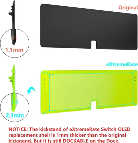 Vista 8 de eXtremeRate DIY Full Set Shell for Nintendo Switch OLED, Replacement Console Back Plate & Kickstand, Custom NS Controller Housing with Full Set
