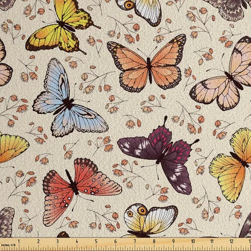 Vista 34 de Ambesonne The Yard, tela de gamuza sintética tradicional americana por The Yard, Garden Feel Moths Bellotas Hojas Magic Forest Concept Art
