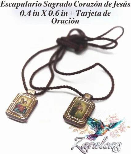 Vista 5 de Escapulario Católico Marco Acrílico Icono Rectangular Escapulario Hecho a Mano del Sagrado Corazón de Jesús, Sagrada Virgen del Carmen, Sagrada