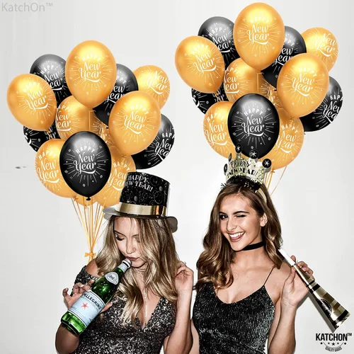 Vista 2 de KatchOn, Juego de 50 globos de feliz año nuevo, globos de látex de feliz año nuevo, decoraciones de feliz año nuevo 2026 Suministros para fiesta