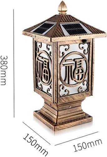 Vista 3 de Luces de poste al aire libre, linterna solar LED vintage de jardín, luz de columna de puerta externa, luz de columna de poste de luz, iluminación