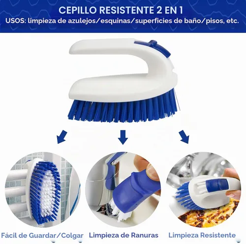Vista 3 de CELOX Juego de cepillos de cocina con mango ergonómico, cepillos de limpieza profunda, incluye cepillo para platos (azul)