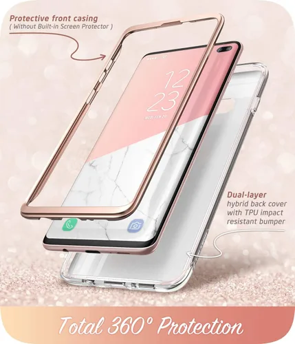 Vista 2 de i-Blason Cosmo Series - Funda para Samsung Galaxy S10+ Plus, elegante funda protectora con purpurina sin protector de pantalla integrado (mármol)