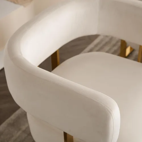 Vista 8 de Silla de acento barril para sala de estar con patas de metal dorado, silla lateral de terciopelo suave tapizada para dormitorio, sillón de lectura