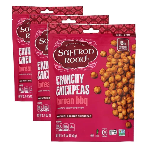 Vista 9 de Saffron Road Bocadillos crujientes de garbanzos coreanos, 6 onzas, sin gluten, sin OMG, Halal, Kosher, vegano