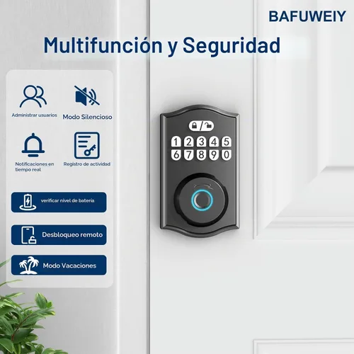 Vista 9 de Cerradura de puerta inteligente - Entrada sin llave con huella dactilar/Bluetooth APP control/contraseña, bloqueo automático, código de una sola