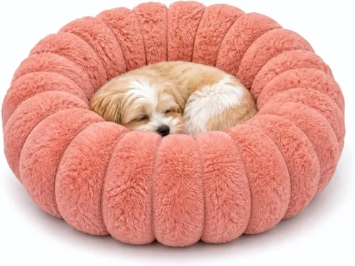 Vista 15 de Cama calmante para perros pequeños, cama lavable en forma de dona Gris