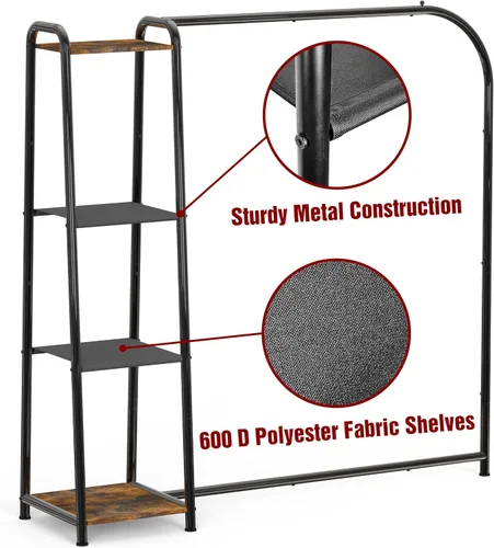 Vista 2 de Simple Houseware Perchero de ropa resistente con 4 estantes, organizador portátil de armario para colgar ropa, negro