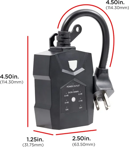 Vista 2 de UltraPro Sensor de Atardecer a Amanecer para Exteriores, Temporizador de Luz de Doble Toma, Cuenta Regresiva de 8/6/4/2 Horas, Resistente a