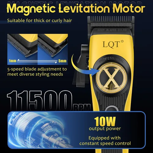 Vista 3 de Cortapelos profesionales recargables para hombres, juego de cortapelos inalámbrico de 9000 RPM con recortador, estuche y potente motor para cortar