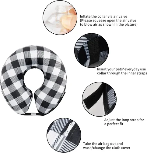 Vista 4 de CuteBone Cono Inflable para Perros con Fundas de Forro Polar Suave Extraíbles para Perros Pequeños/Medianos/Grandes y Gatos Collar de Dona