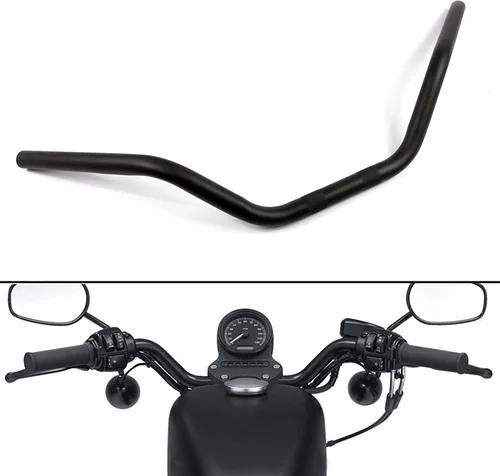 Vista 10 de Manubrio para Motocicleta 1 pulgada 25mm Ace Cafe Racer Clubman Compatible con Harley Sportster XL883 XL1200 (Negro Bajo)