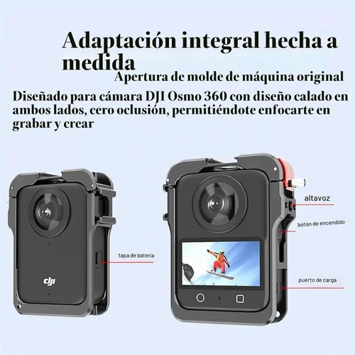 Vista 2 de OSMO 360 - Funda de aluminio de liberación rápida con marco de metal con tapa de lente de silicona Protector de pantalla para DJI OSMO 360 Kit