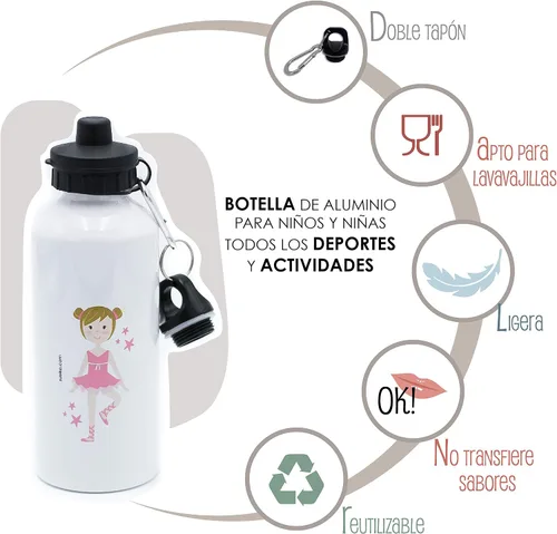 Vista 2 de Susiko Swimming Girl - Botella de aluminio para niñas, color blanco, talla M