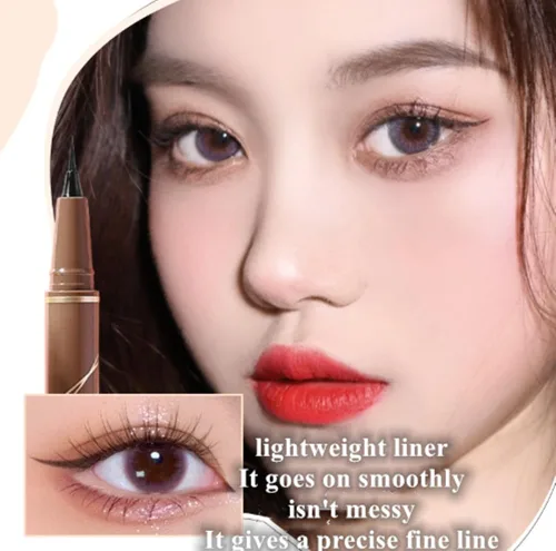 Vista 2 de Delineador de ojos líquido, impermeable, secado rápido, resistente a las manchas, de larga duración, maquillaje delineador de ojos preciso para todo