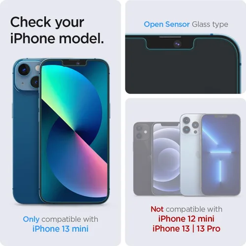Vista 2 de Spigen Protector de pantalla de vidrio templado [GlasTR EZ FIT] diseñado para iPhone 13 Mini [compatible con fundas], paquete de 2