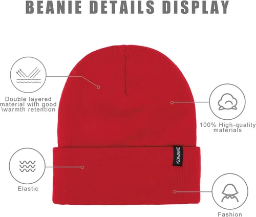 Vista 16 de Gorros de lana para mujeres y hombres, unisex, de punto suave, con puños, diseño de calavera, elástico, color sólido, sombreros de invierno