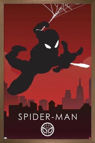 Vista 13 de Trends International Marvel Heroic Silhouette - Póster de pared de Spider-Man, 22.375 x 34 pulgadas, versión sin marco