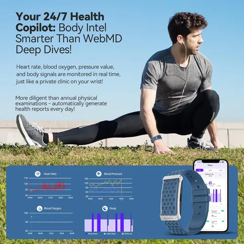 Vista 6 de EnergyPort Smart Bracelet with Blood Oxygen/Blood Pressure Monitor, 60-Day Battery Health Fitness Tracker with 2 Bands,Lifetime Membership,Activity