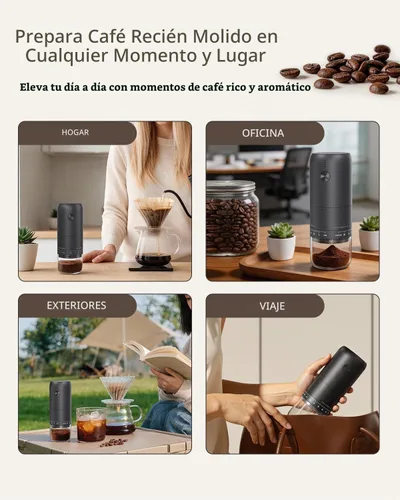 Vista 6 de CIRCLE JOY Molinillo de café eléctrico recargable, portátil, inalámbrico, con rebabas cónicas de acero inoxidable, ajuste externo de 90 niveles