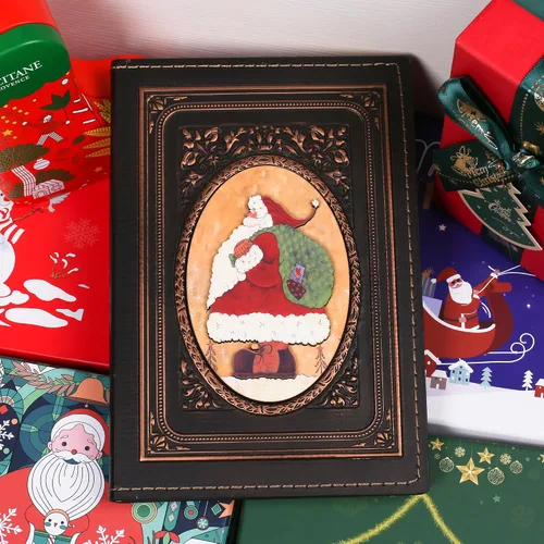 Vista 4 de Diario sin forro – Regalo de Papá Noel de Navidad y regalo 3D en relieve de tapa dura, cuaderno de bocetos A5 en blanco, 8.4 x 5.7 pulgadas