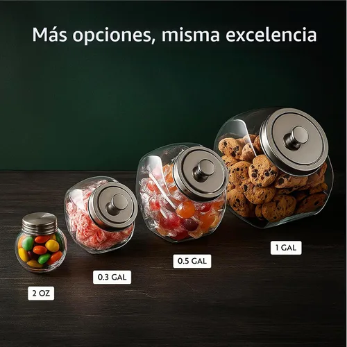 Vista 5 de Restaurantware Vetri Tarro de Centavos de 1 Galón 1 Tarro de Dulces Duradero - Con Tapa Cromada de Boquilla Ancha Tarros de Galletas de Vidrio
