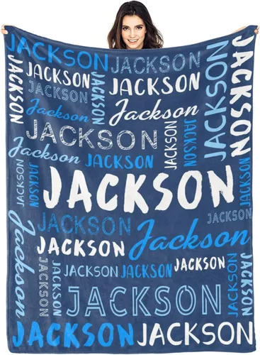 Vista 31 de Manta personalizada con nombre, manta personalizada con nombre y texto para adultos, niños, cumpleaños, Navidad, Día de la Madre, Padre, Día de San