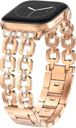 Vista 14 de WINGLE for Apple Watch Band Women 38mm 40mm 41mm 42mm 44mm 45mm 46mm 49mm Series 11 10 9 8 7 6 5 4 3 2 1 SE 3/2/1, Dressy Band Stainless Steel Chain