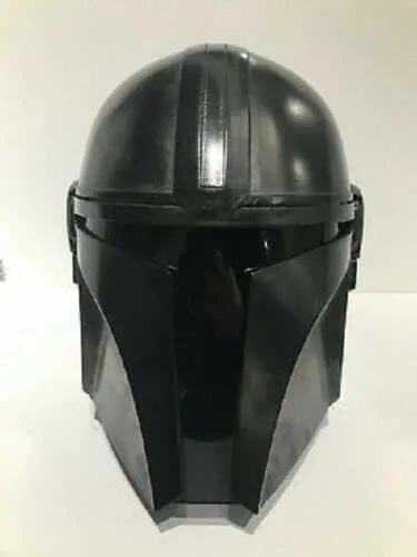 Vista 3 de Hermoso paquete combinado de casco de la serie Mandalorian negro y plateado para festivales de Halloween