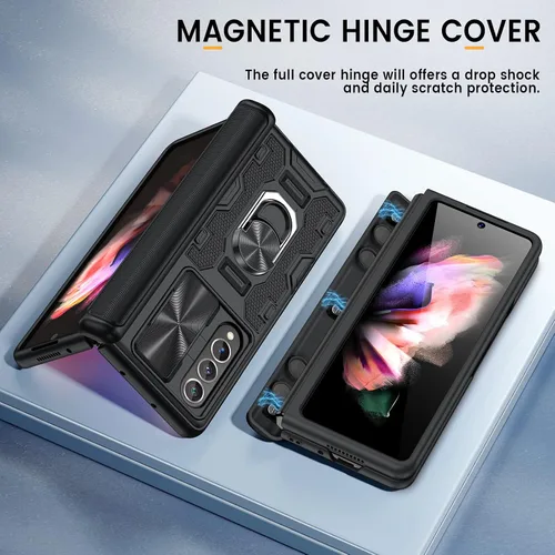 Vista 15 de Caka - Funda para Samsung Galaxy Z Fold 3 con soporte y cubierta para lente de cámara