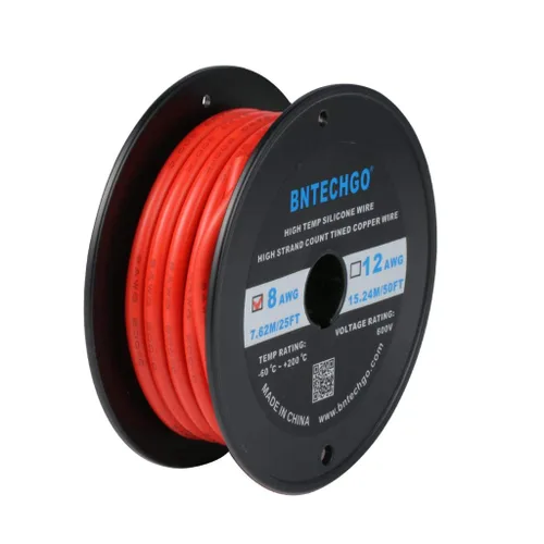Vista 23 de Bntechgo 8 alambres de silicona suave y flexible, silicona resistente a altas temperaturas, altamente eficiente 8 AWG calibre, 1650 hilos de alambre
