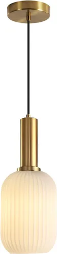 Vista 14 de KCO Lighting Lámpara Colgante Mini de Cristal Ahumado, Accesorio de Iluminación de 1 Luz Oro Cepillado, Luces Colgantes para Isla de Cocina