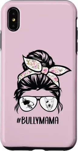Vista 7 de iPhone 12 mini English Bull Terrier mamá desordenado moño pelo gafas Bully mama caso