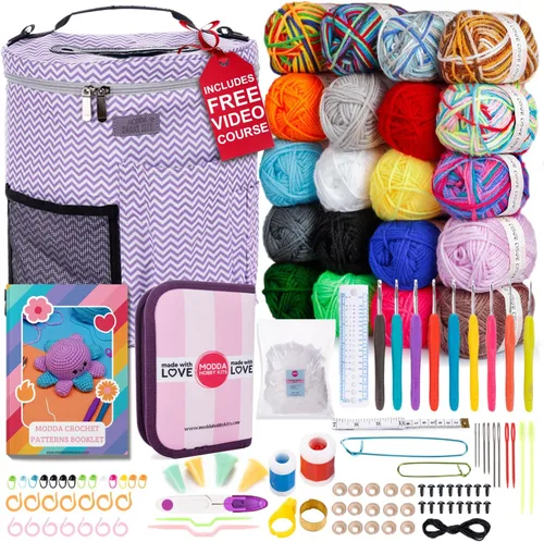 Vista 10 de MODDA Kit de ganchillo para principiantes, kit de inicio de ganchillo para principiantes con tutoriales en video fáciles de seguir, kits