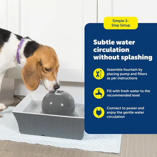 Vista 5 de PetSafe Drinkwell - Fuente de agua de cerámica para mascotas, dispensador automático silencioso de 70 onzas para gatos y perros con filtros, diseño