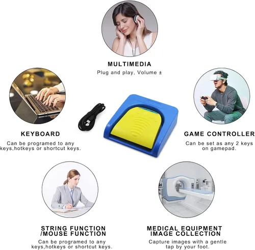 Vista 2 de Pedal de pie USB para PC, combinación de teclas inalámbrica, teclas de acceso directo, tecla de acceso rápido, movimiento de una tecla