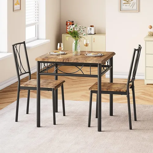 Vista 2 de CABIHOME Juego de mesa de comedor para 2, juego de mesa de cocina de 3 piezas para 2, juego de 2 mesas de cocina cuadradas, juego de mesa de comedor