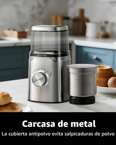 Vista 3 de SHARDOR Molinillo de Café Eléctrico de Cuchilla, Perilla Giratoria de Control de Molienda Temporizada, Carcasa Totalmente de Acero Inoxidable