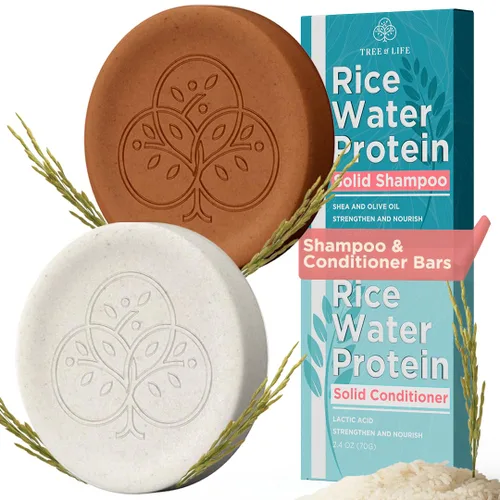 Vista 9 de Tree of Life Barra de acondicionador de agua de arroz, cuidado del cabello con proteína de arroz sin sulfato que fortalece, repara y proporciona