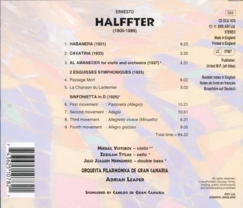 Vista 2 de Halffter Sinfonietta Habanera Cavatina 2 Esquisses Symphoniques Al Amanecer