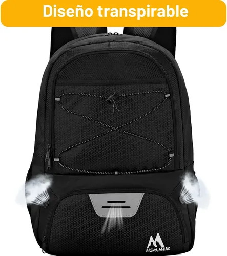 Vista 4 de Hsmihair - Bolsa de fútbol - Mochila de fútbol y mochila para fútbol, voleibol y baloncesto, con compartimento para pelota y tacos separados