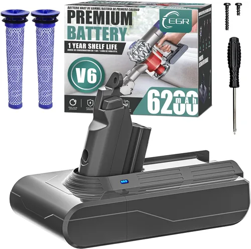 Vista 13 de EGR Repuesto de batería premium de 6200 mAh V6 compatible con Dyson V6 Animal V6 Absolute V6 Motorhead V6 Fluffy SV03 SV04 SV05 SV06 SV07 SV09 DC58