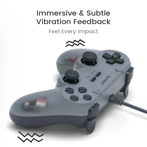 Vista 5 de GameSir Tegenaria Lite Wired Controller for PC , Wired 1000Hz Polling Rate, Hall Effect Joysticks and 2 Remappable Buttons, Dual Vibration , Turbo