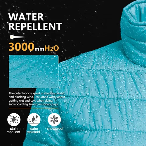 Vista 6 de Outdoor Ventures Women's Packable Full-Zip Short Puffer Jacket Insulated Quilted Warm Lightweight Winter Coat