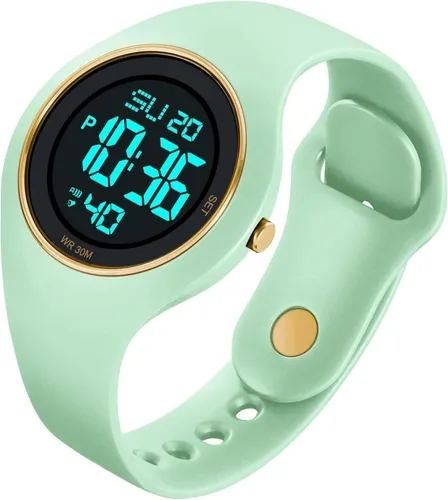 Vista 7 de Reloj deportivo digital para hombres y mujeres, reloj de pulsera LED con pantalla de doble hora, impermeable, unisex, diseño negro, para uso diario