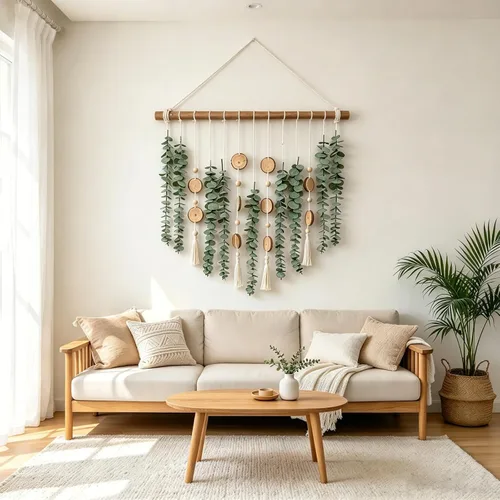 Vista 5 de GIAUMA Decoración de pared de eucalipto artificial de 22 pulgadas