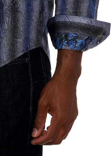 Vista 4 de Robert Graham Camisa tejida de manga larga de la Vía Láctea para hombre