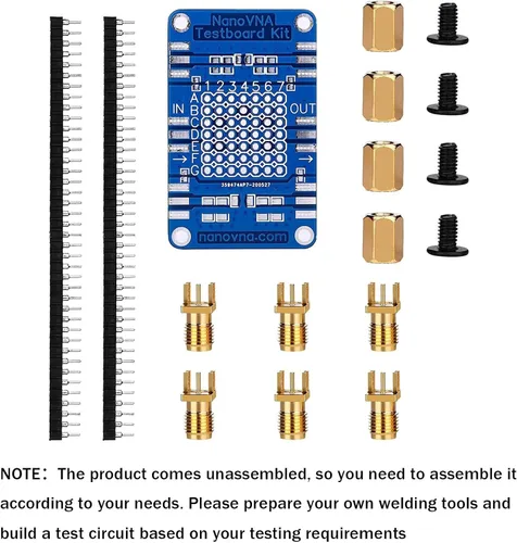 Vista 4 de AURSINC NanoVNA SAA-2N V2.2 Analizador de antena con kit de testboard, analizador de red vectorial tipo N de 4 pulgadas 50KHz-3GHz con bolsa