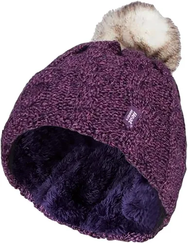 Vista 7 de Heat Holders - Gorro térmico de punto grueso para mujer con pompón Negro